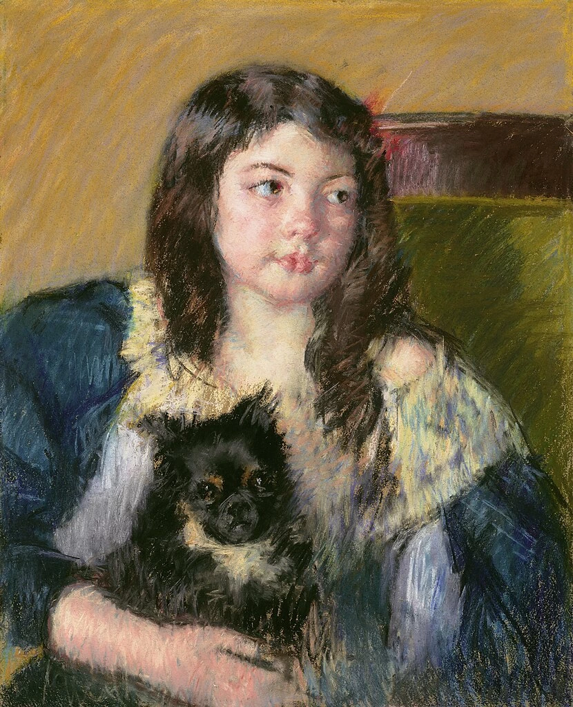 Mary Cassatt - 186, Ritratto di Françoise, con in braccio un cagnolino